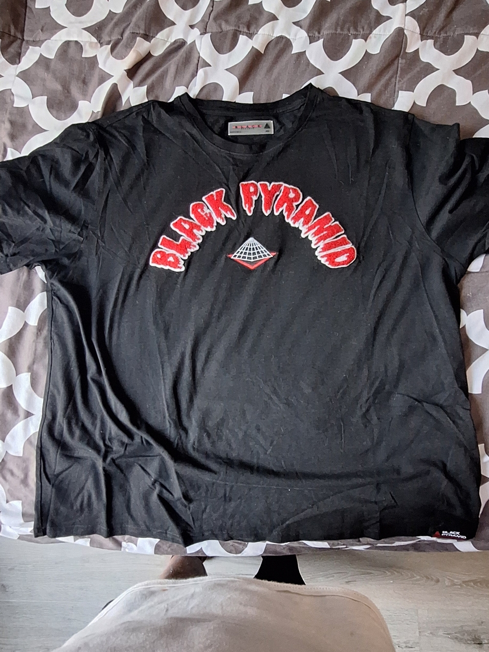 Black Pyramid Black T‑Shirt with Red Chenille Logo